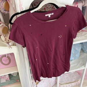 Sundry Women's Maroon Celestial Tee